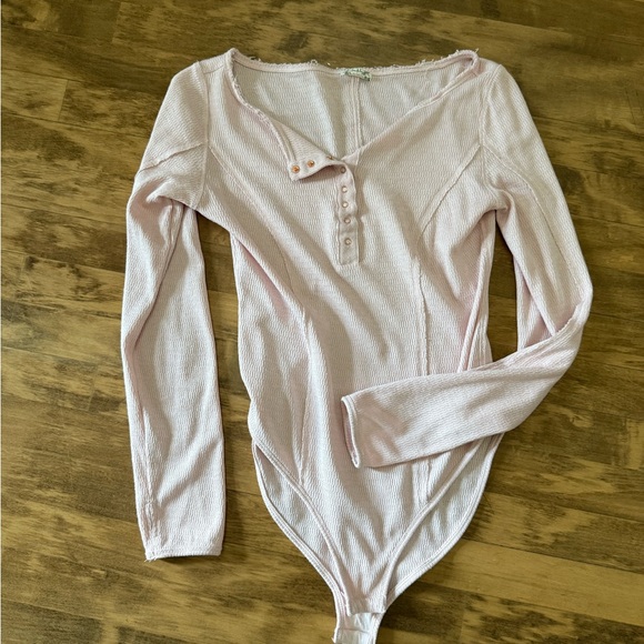 Free People Soft Pink Ribbed Top - Picture 3 of 5